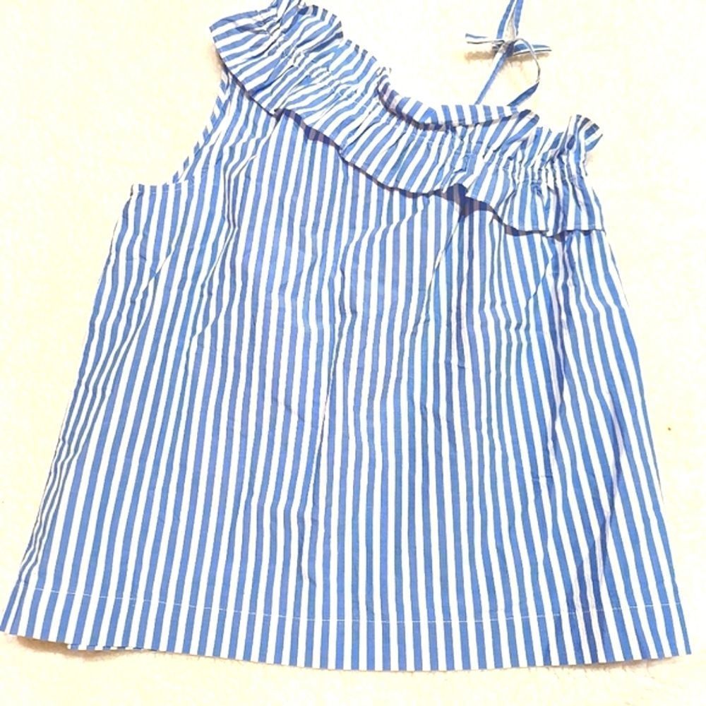 🌷Girls Crewcuts One Shoulder Top Blue and White sz 14 NWT